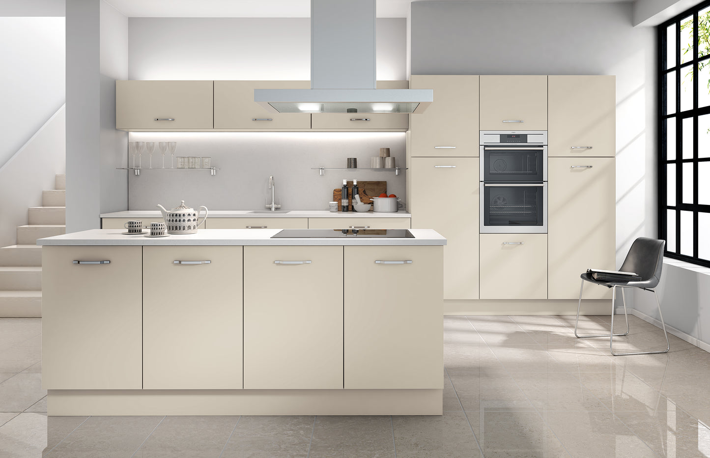 Alabaster White Modern Slab Replacement Kitchen Door