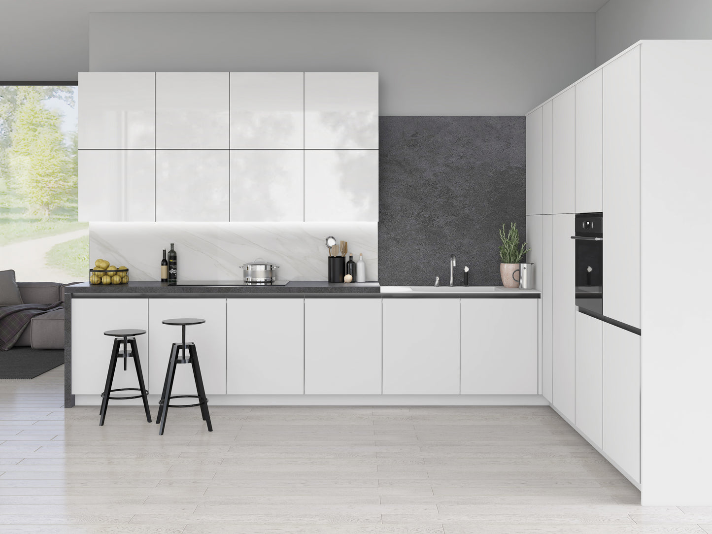 Premium White Modern Slab Replacement Kitchen Door