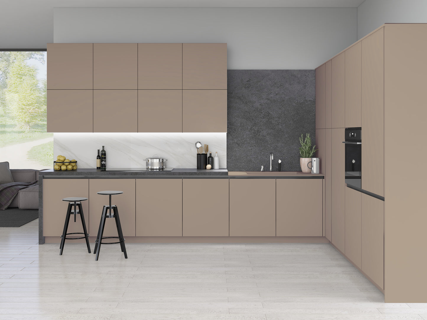 Stone Grey Modern Slab Replacement Kitchen Door