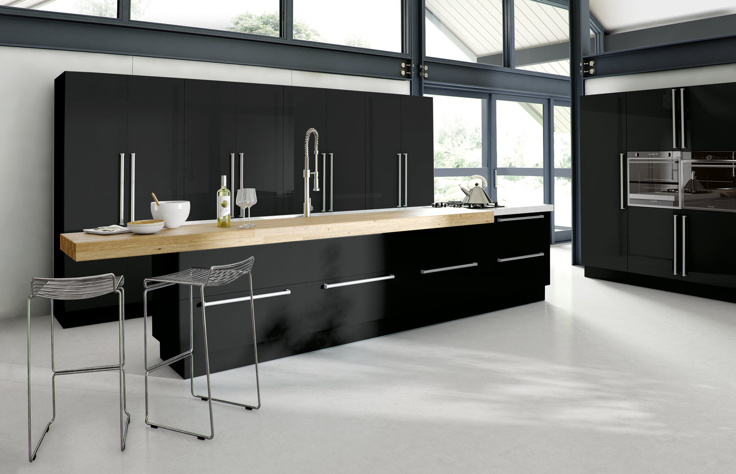 Black Modern Slab Replacement Kitchen Door