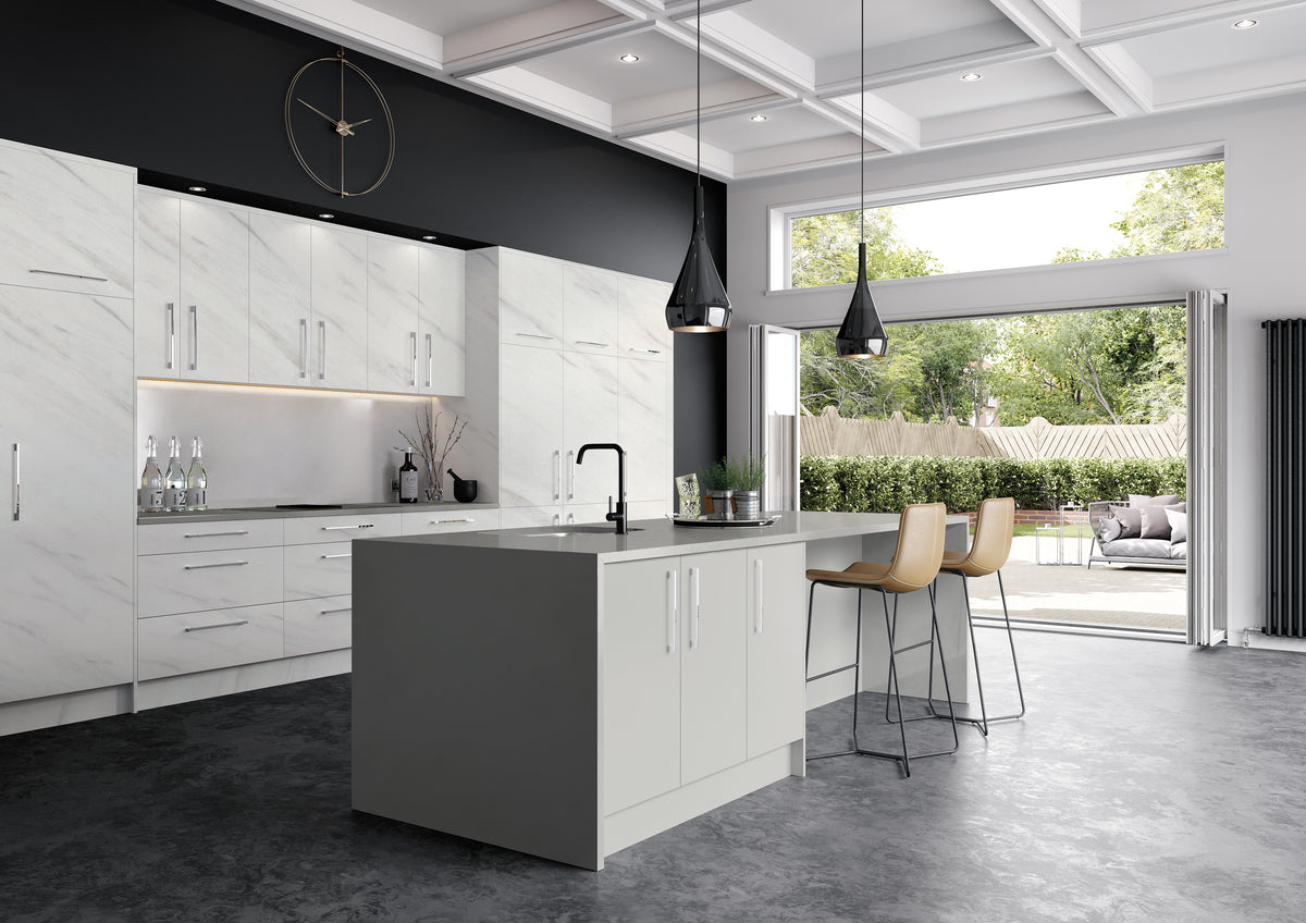 Levanto White Marble Modern Slab Replacement Kitchen Door replacement door