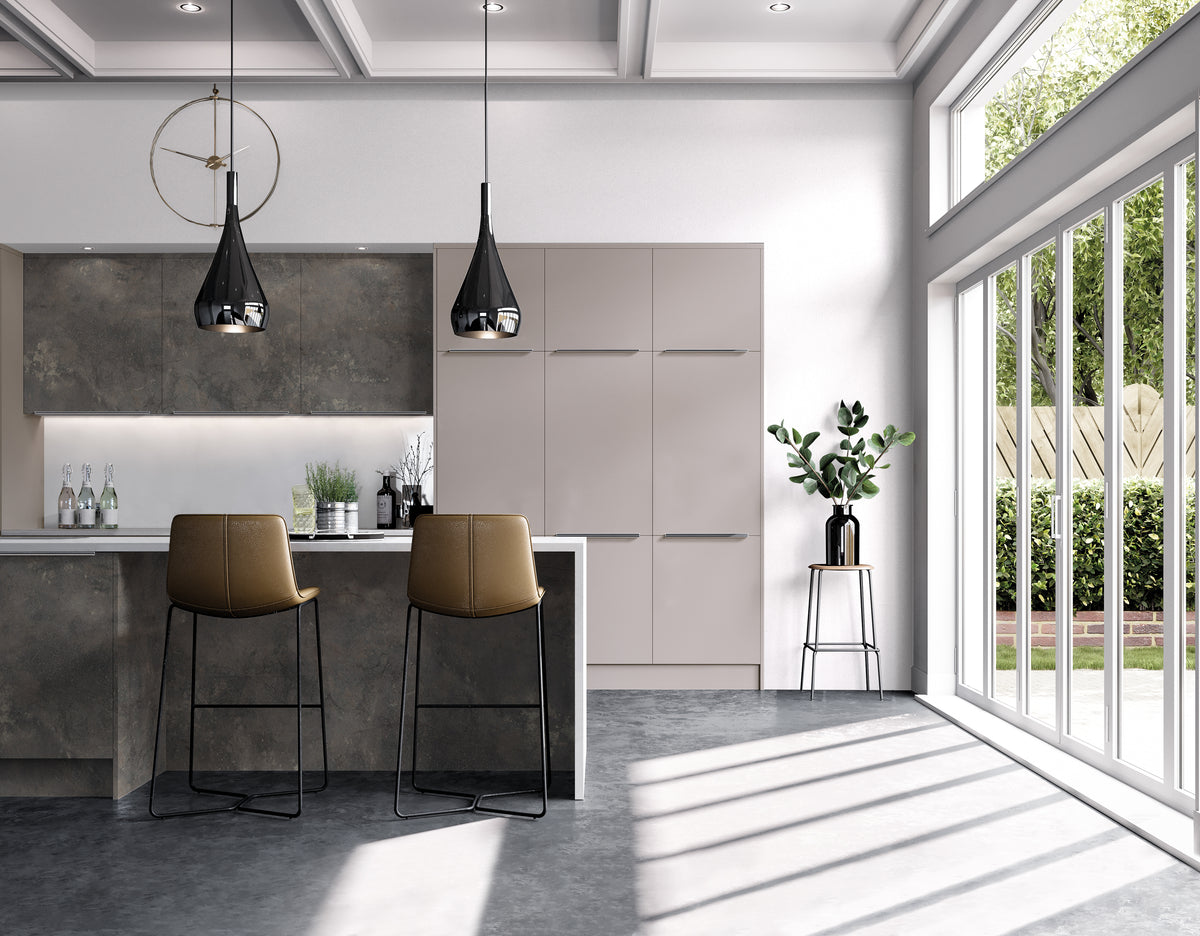Light Grey Metallic Rock Modern Slab Replacement Kitchen Door replacement door