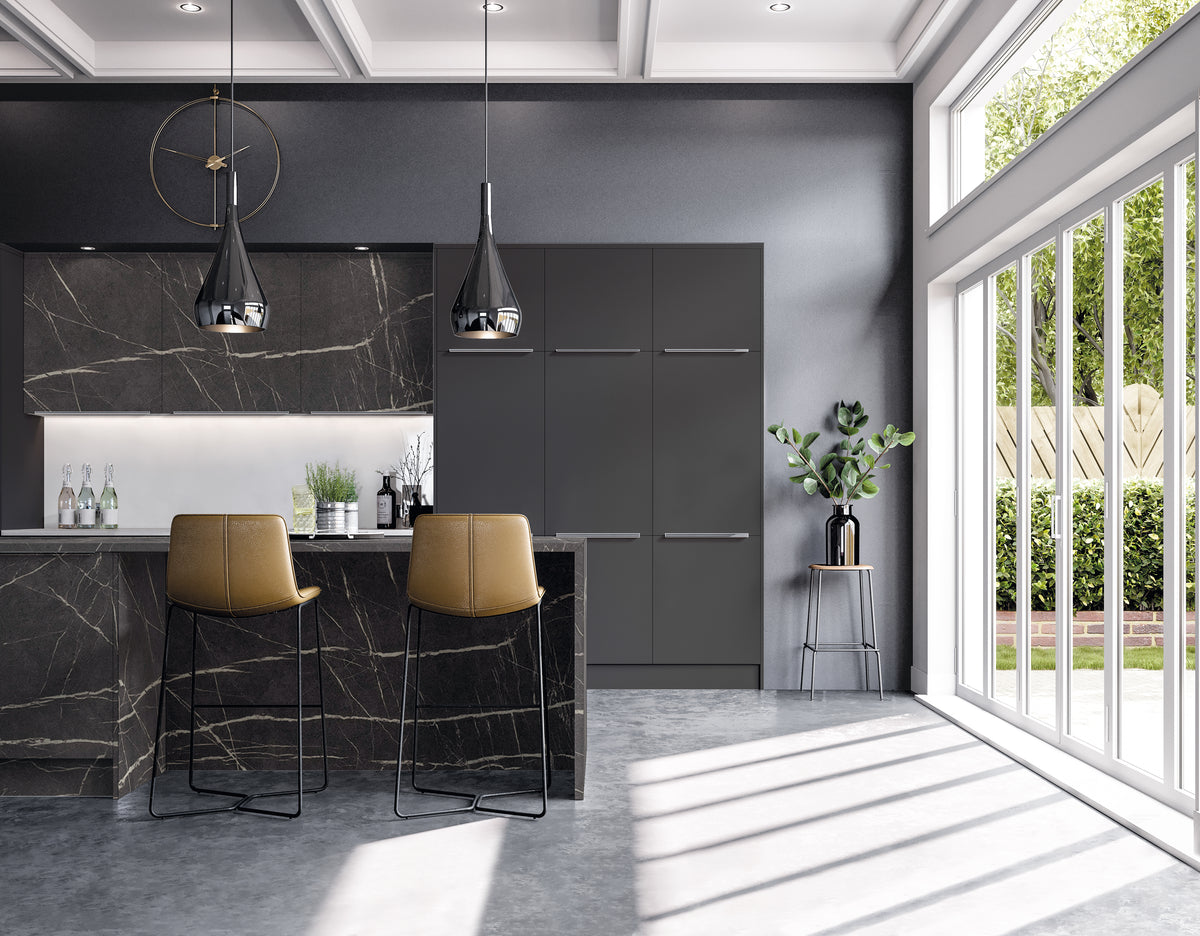 Black Pietra Grigia Marble Modern Slab Replacement Kitchen Door replacement door