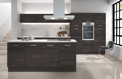 Black Havana Pine Modern Slab Replacement Kitchen Door