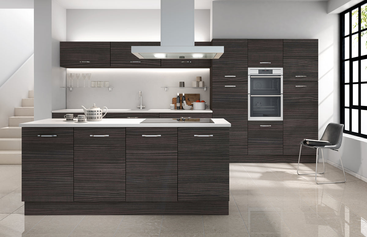 Black Havana Pine Modern Slab Replacement Kitchen Door replacement door