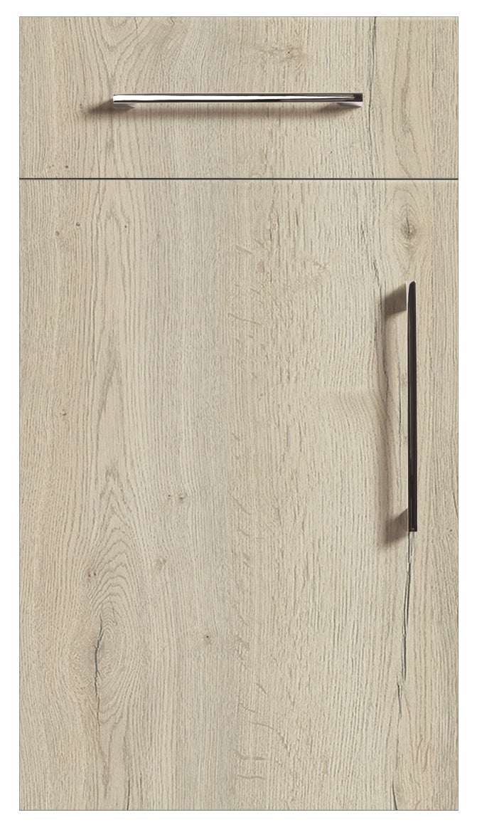 White Halifax Oak Modern Slab Replacement Kitchen Door