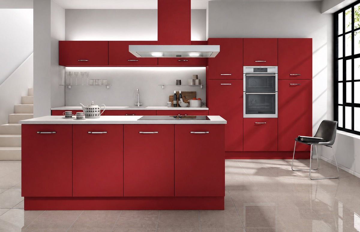 Garnet Red Modern Slab Replacement Kitchen Door replacement door
