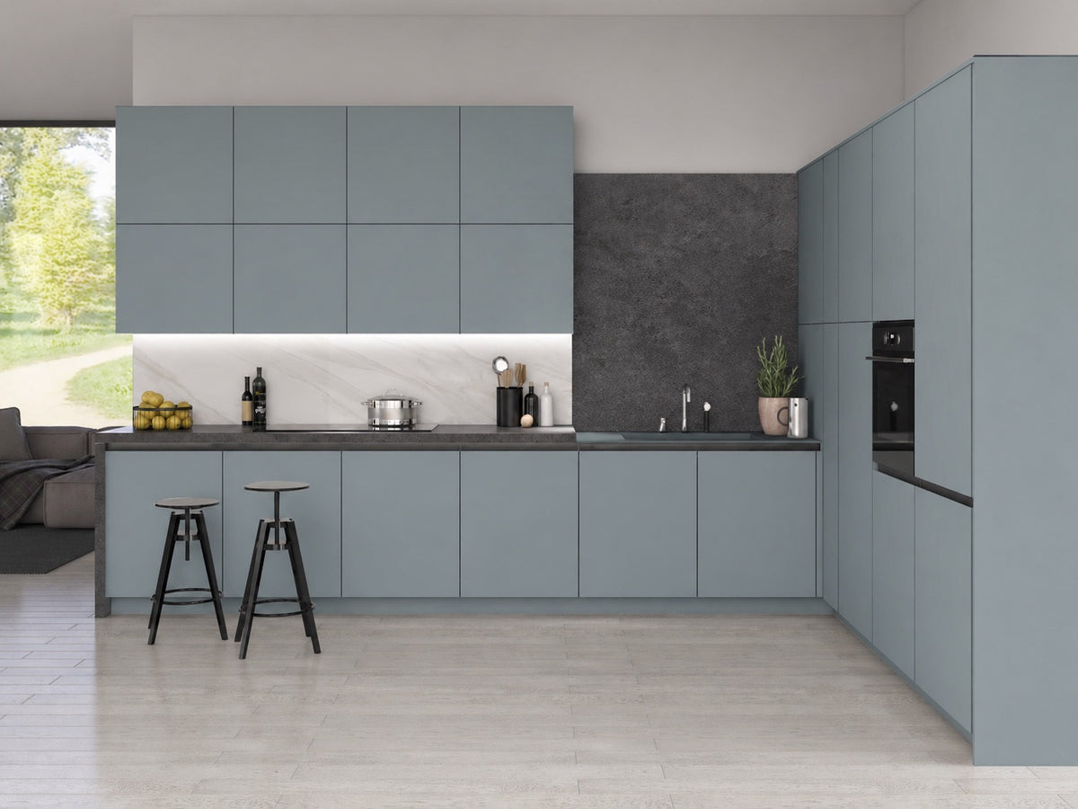 Misty Blue Modern Slab Replacement Kitchen Door replacement door