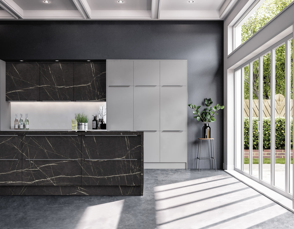 Pearl Grey Modern Slab Replacement Kitchen Door replacement door