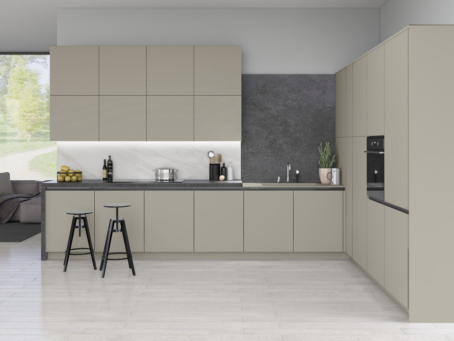 Pebble Grey Modern Slab Replacement Kitchen Door