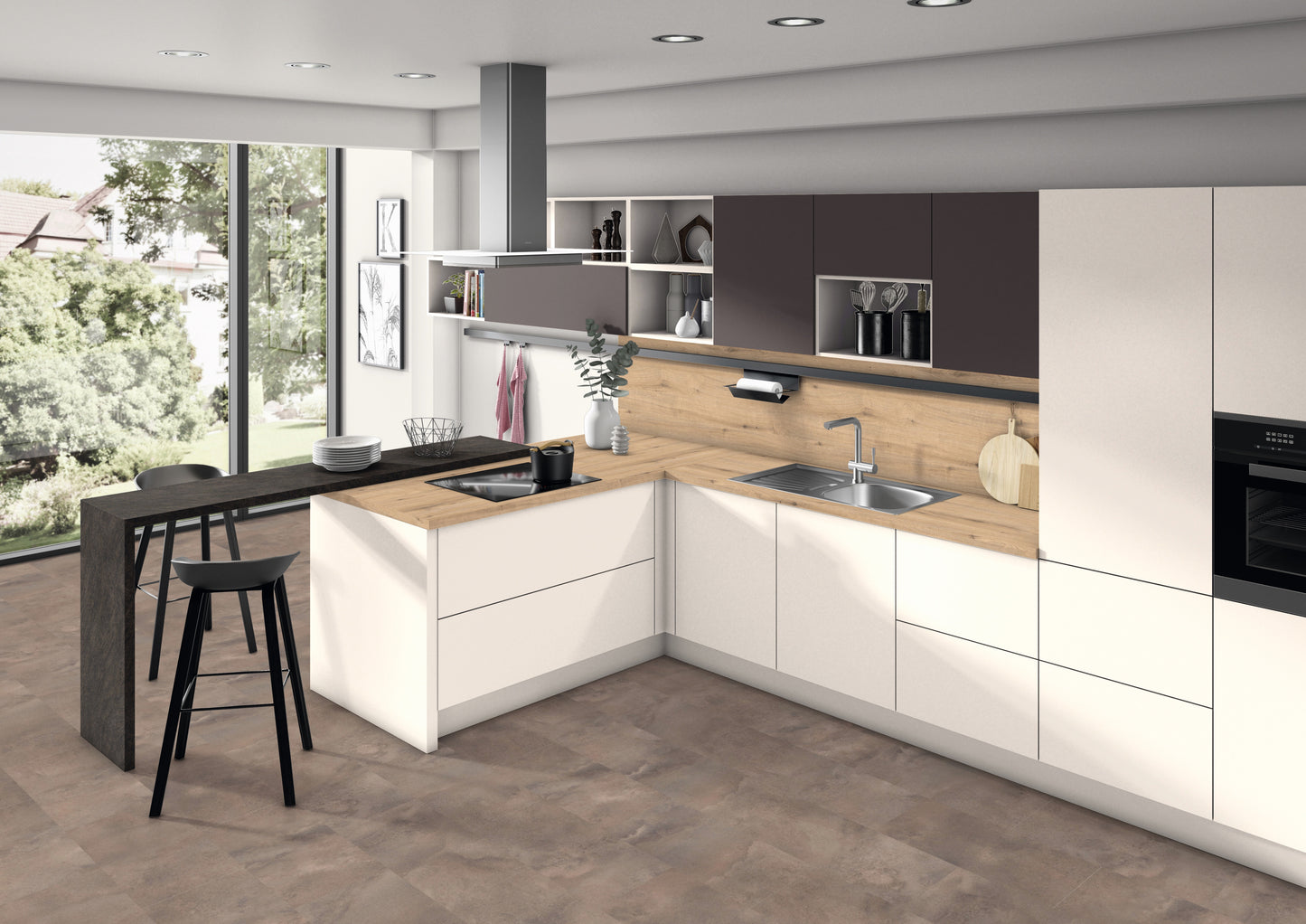 Soft Beige Modern Slab Replacement Kitchen Door